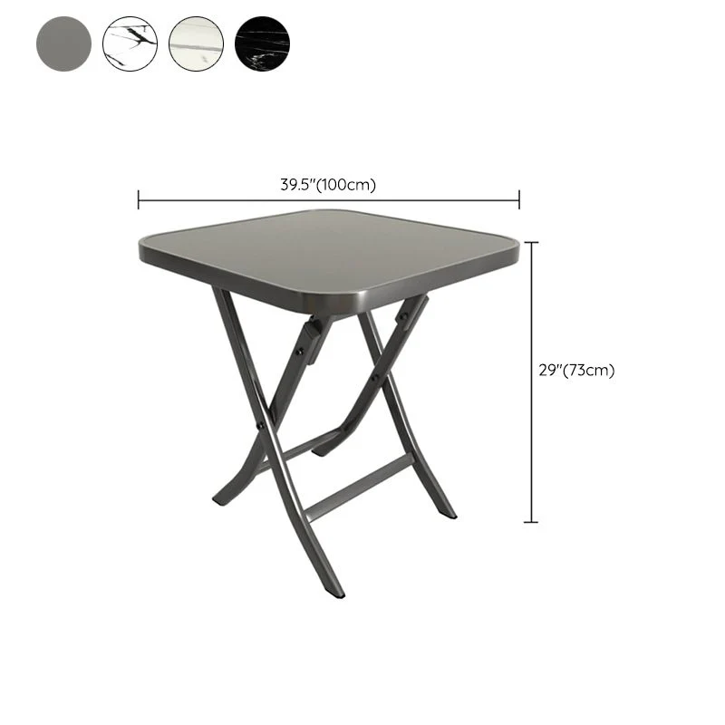 Tavolo da pranzo pieghevole moderno da tavolo quadrato vetro con gambe metallo per sala da pranzo Clearhalo