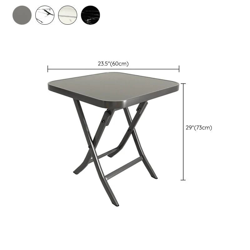 Tavolo da pranzo pieghevole moderno da tavolo quadrato vetro con gambe metallo per sala da pranzo Clearhalo