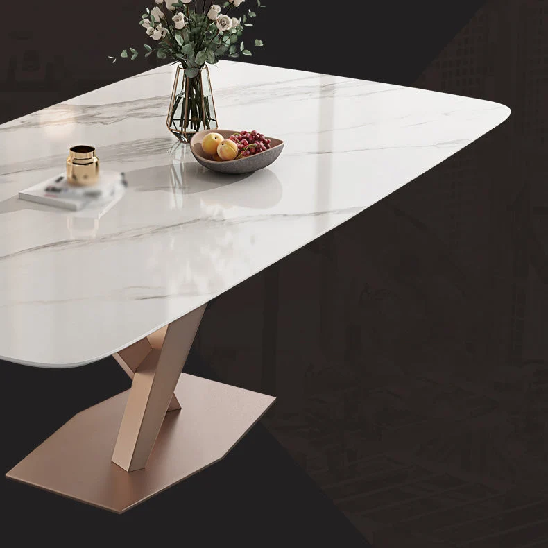 Tavolo da pranzo pietra bianca Mobili da pranzo per piccoli appartamenti per la casa con base piedistallo Clearhalo