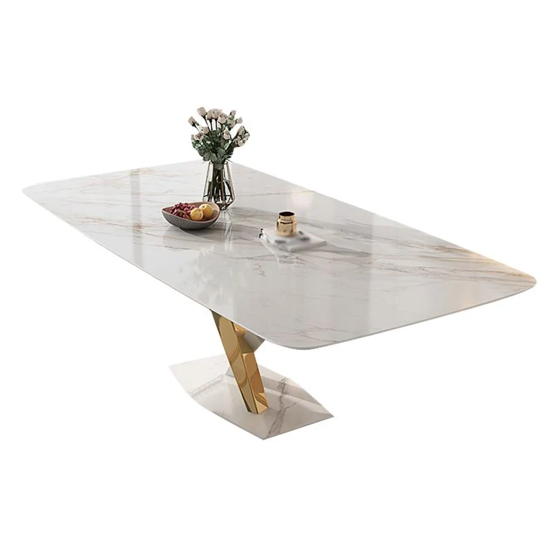 Tavolo da pranzo pietra bianca Mobili da pranzo per piccoli appartamenti per la casa con base piedistallo Clearhalo