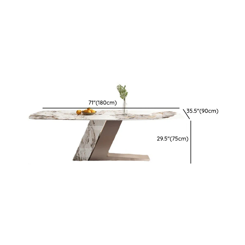 Tavolo da pranzo pietra bianca per sala da pranzo Tavolo da pranzo rettangolare di lusso tradizionale Clearhalo