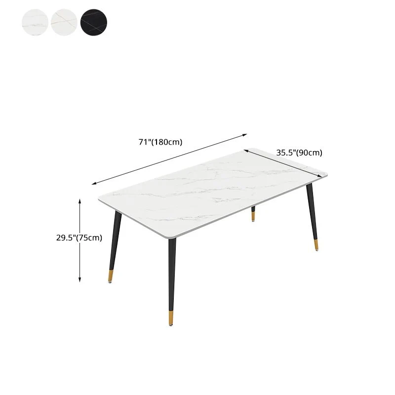 Tavolo da pranzo pietra con cornice nera Tavolo da pranzo rettangolare di lusso tradizionale Clearhalo