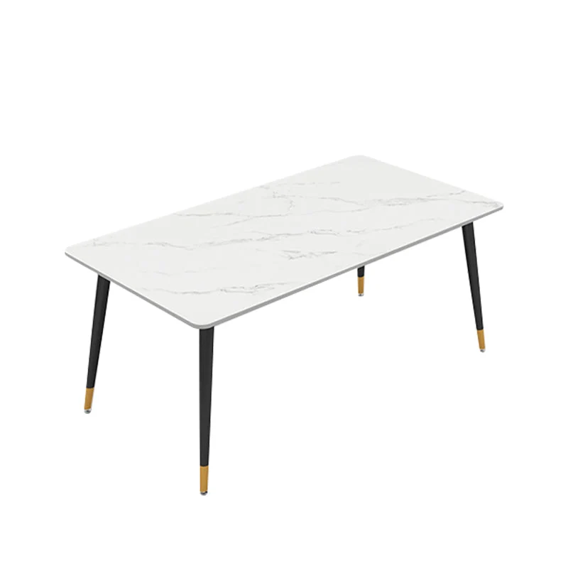 Tavolo da pranzo pietra con cornice nera Tavolo da pranzo rettangolare di lusso tradizionale Clearhalo