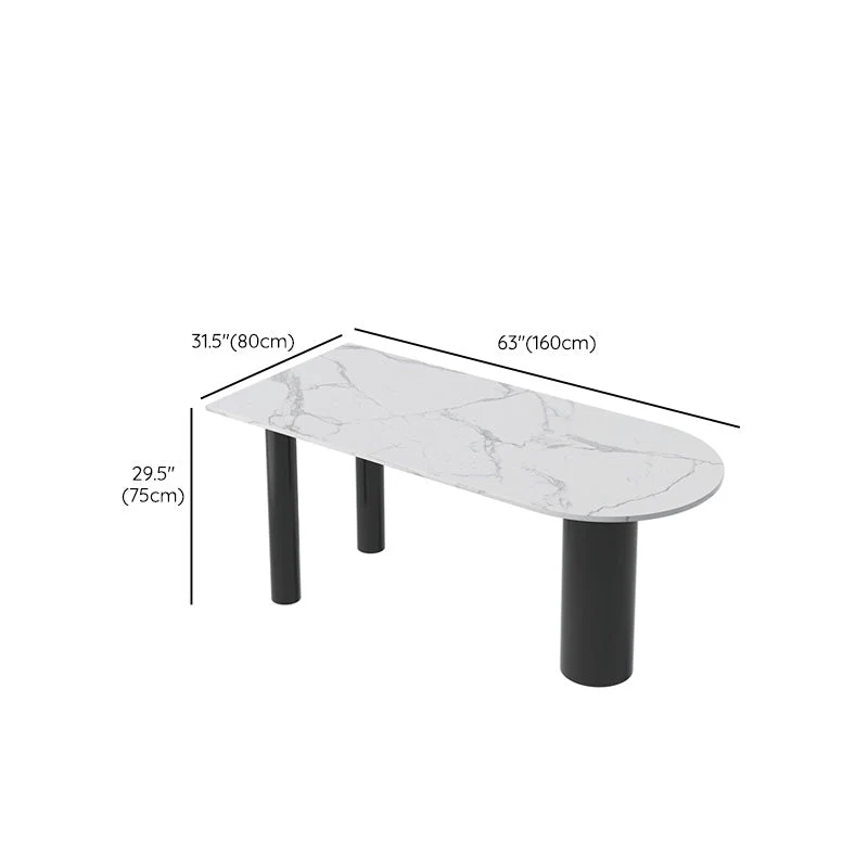 Tavolo da pranzo pietra 3 gambe stile moderno per sala da pranzo Clearhalo