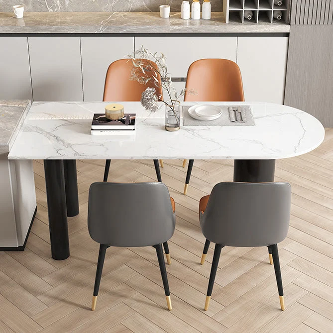 Tavolo da pranzo pietra 3 gambe stile moderno per sala da pranzo Clearhalo