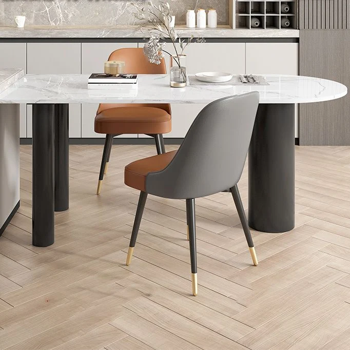 Tavolo da pranzo pietra 3 gambe stile moderno per sala da pranzo Clearhalo