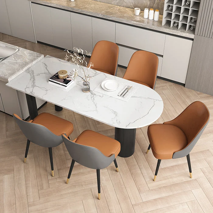 Tavolo da pranzo pietra 3 gambe stile moderno per sala da pranzo Clearhalo