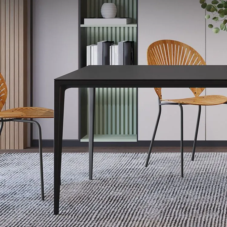 Tavolo da pranzo pietra nera Tavolo da pranzo moderno con 4 gambe Clearhalo
