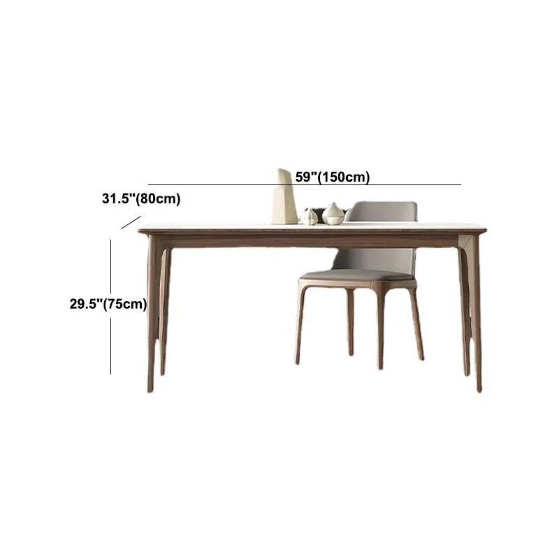 Tavolo da pranzo pietra rettangolare moderno Mid-Century con 4 gambe legno Clearhalo
