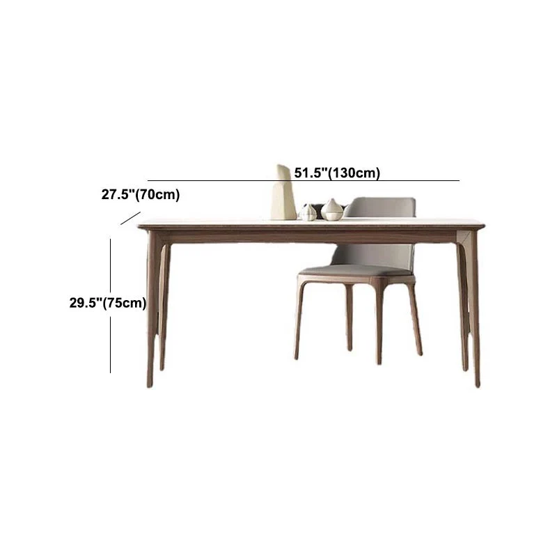 Tavolo da pranzo pietra rettangolare moderno Mid-Century con 4 gambe legno Clearhalo