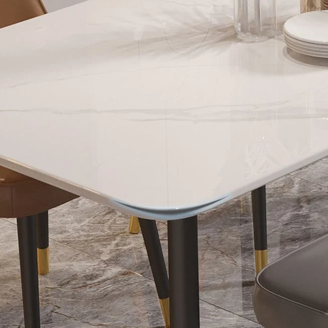 Tavolo da pranzo pietra sinterizzata bianca Tavolo da pranzo tradizionale di lusso con 4 gambe Clearhalo