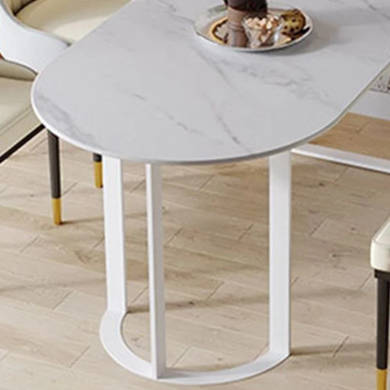 Tavolo da pranzo pietra sinterizzata forma libera per ristorante Tavolo da pranzo di lusso con doppio piedistallo Clearhalo