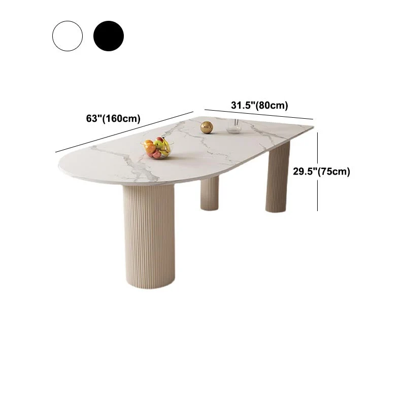 Tavolo da pranzo pietra sinterizzata forma libera Mobili con base legno massello treppiede bianco o nero Clearhalo