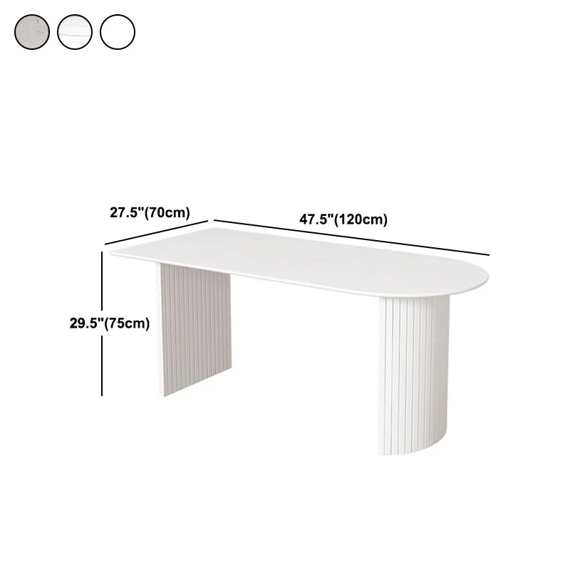 Tavolo da pranzo pietra sinterizzata forma libera, mobili moderni bianchi con doppio piedistallo legno Clearhalo