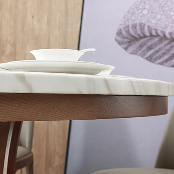 Tavolo da pranzo pietra sinterizzata Mobili moderni trasformabili bianchi con base piedistallo per la casa Clearhalo