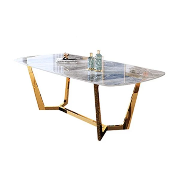 Tavolo da pranzo pietra sinterizzata stile glam Tavolo da pranzo rettangolare per cucina Clearhalo