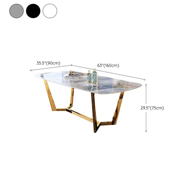 Tavolo da pranzo pietra sinterizzata stile glam Tavolo da pranzo rettangolare per cucina Clearhalo
