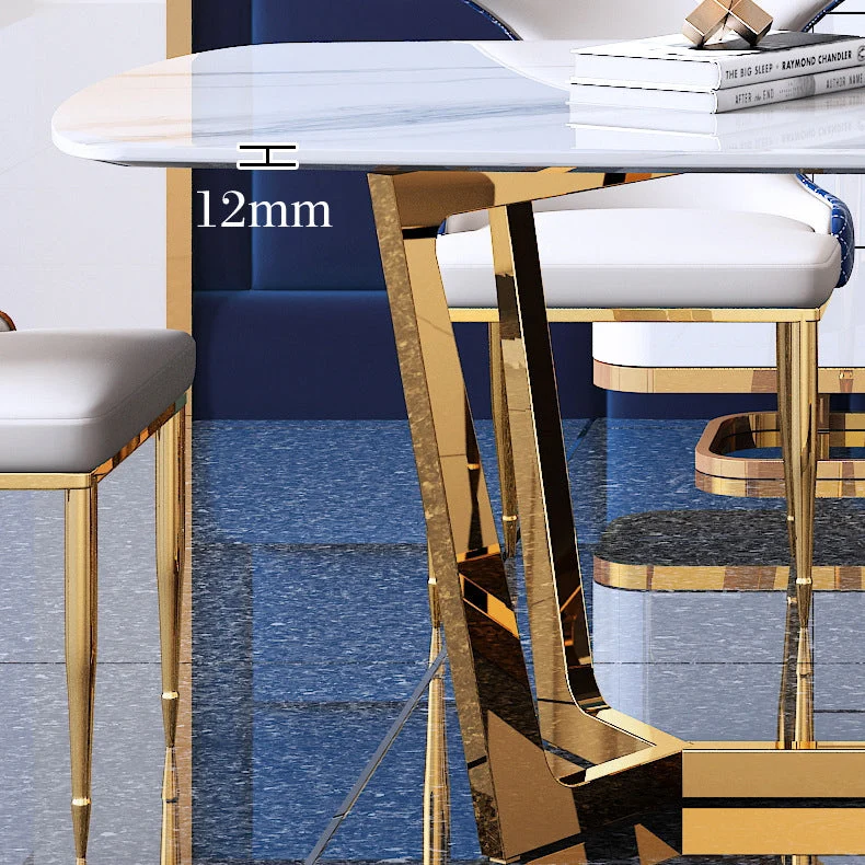Tavolo da pranzo pietra sinterizzata stile glam Tavolo da pranzo rettangolare per cucina Clearhalo