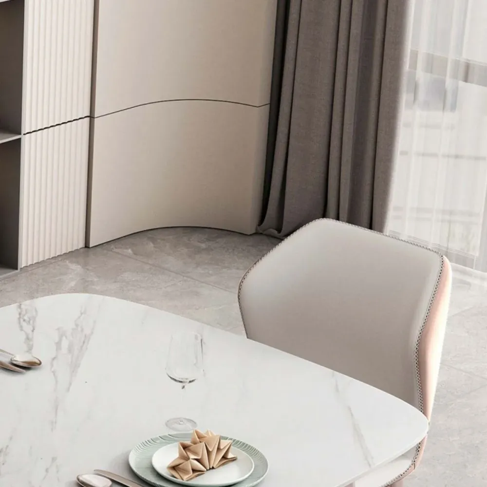 Tavolo da pranzo pietra sinterizzata stile glam Tavolo da pranzo rettangolare per uso domestico Clearhalo