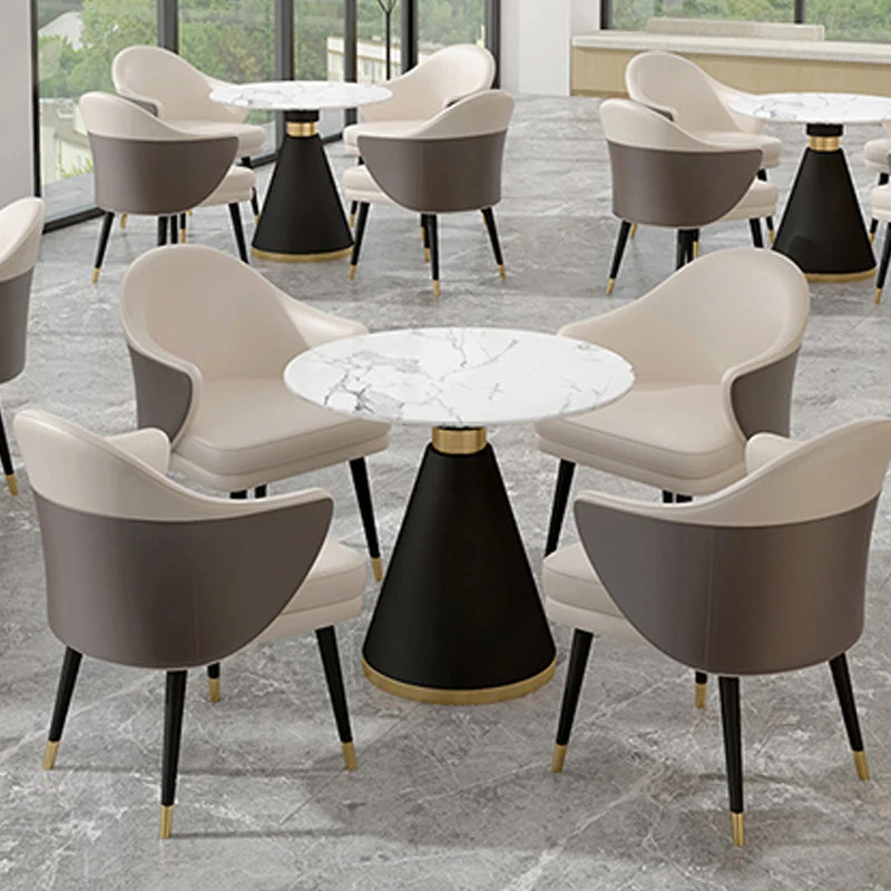 Tavolo da pranzo pietra sinterizzata stile Glam con base metallo per uso domestico Clearhalo