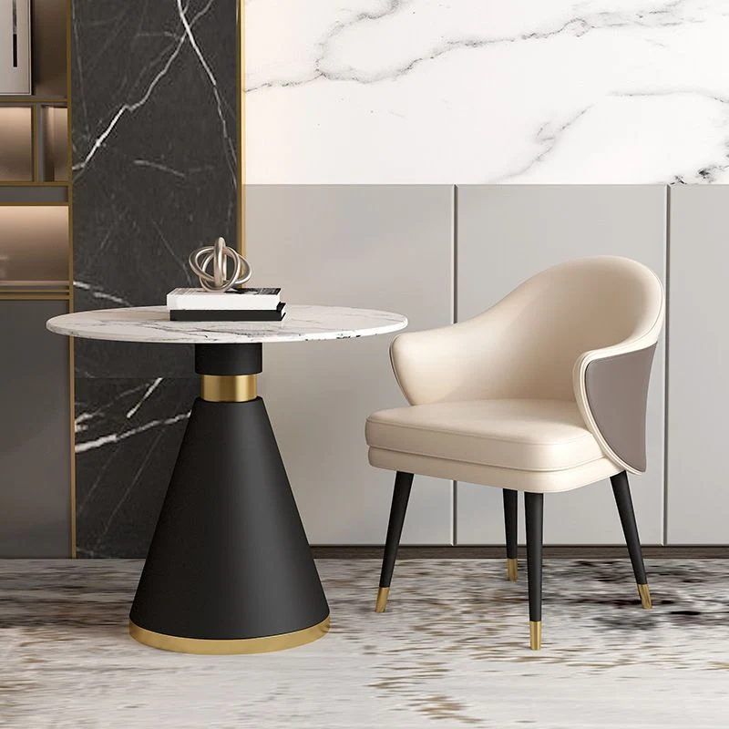 Tavolo da pranzo pietra sinterizzata stile Glam con base metallo per uso domestico Clearhalo