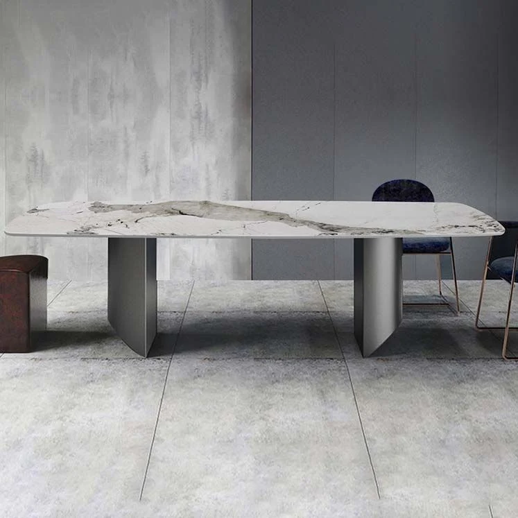 Tavolo da pranzo pietra sinterizzata stile industriale Tavolo da pranzo rettangolare per uso domestico Clearhalo