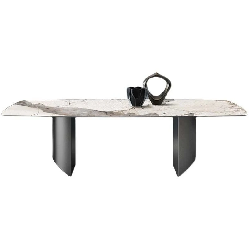 Tavolo da pranzo pietra sinterizzata stile industriale Tavolo da pranzo rettangolare per uso domestico Clearhalo