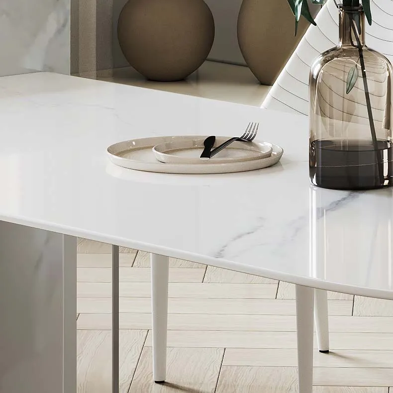 Tavolo da pranzo pietra sinterizzata stile moderno Tavolo da pranzo plastica per uso domestico Clearhalo
