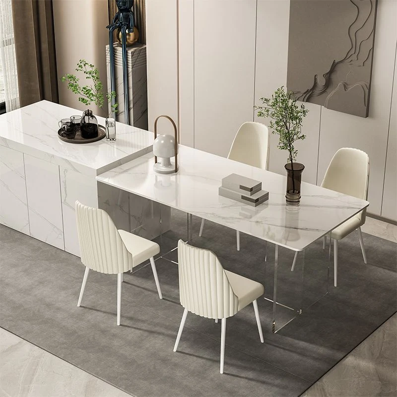 Tavolo da pranzo pietra sinterizzata Tavolo moderno con base acrilico per cucina Clearhalo
