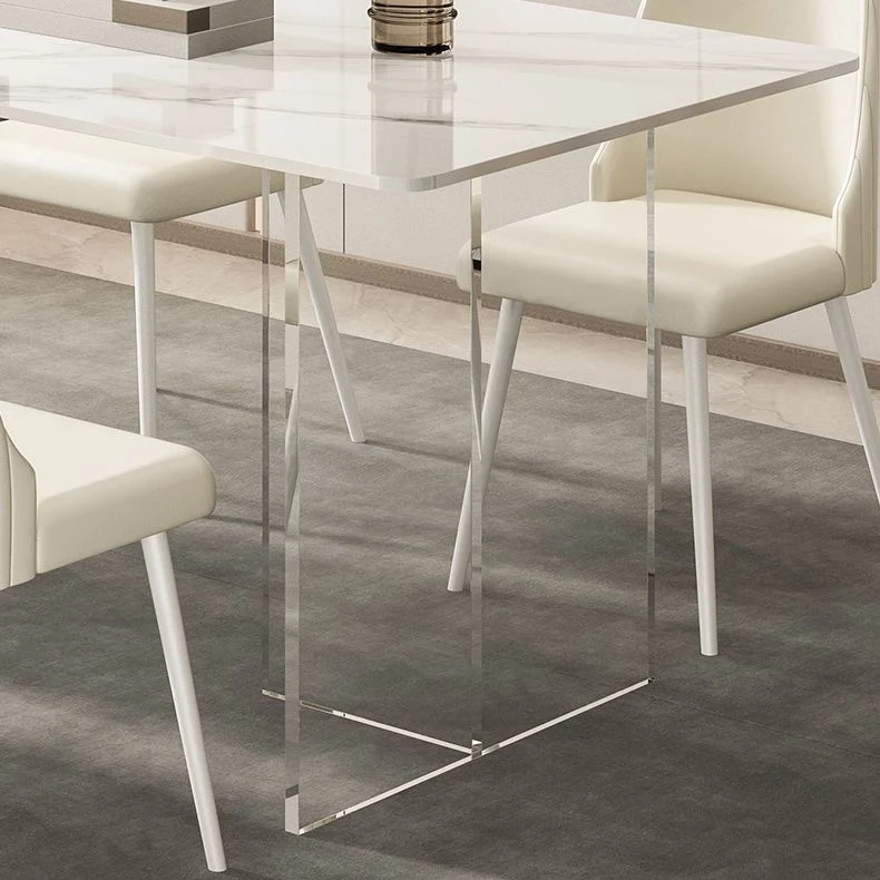 Tavolo da pranzo pietra sinterizzata Tavolo moderno con base acrilico per cucina Clearhalo