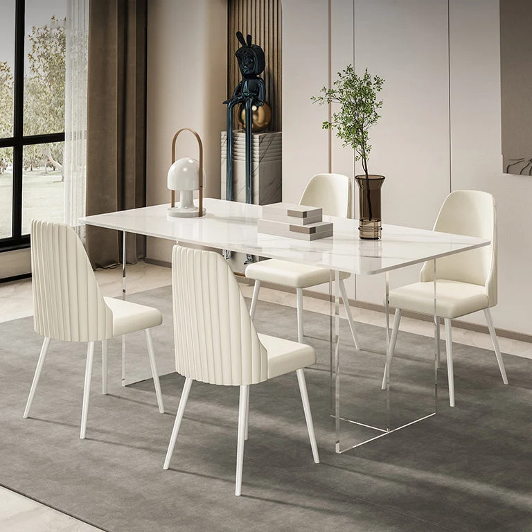 Tavolo da pranzo pietra sinterizzata Tavolo moderno con base acrilico per cucina Clearhalo