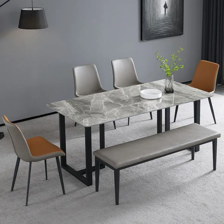 Tavolo da pranzo pietra sinterizzata Tavolo moderno con doppio piedistallo per uso domestico Clearhalo