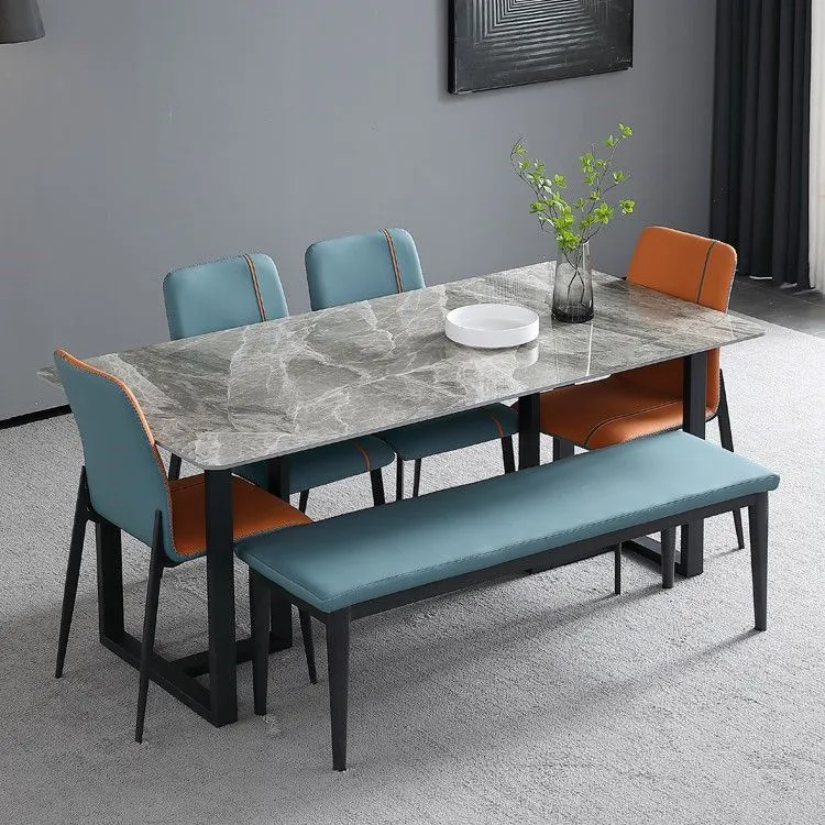 Tavolo da pranzo pietra sinterizzata Tavolo moderno con doppio piedistallo per uso domestico Clearhalo