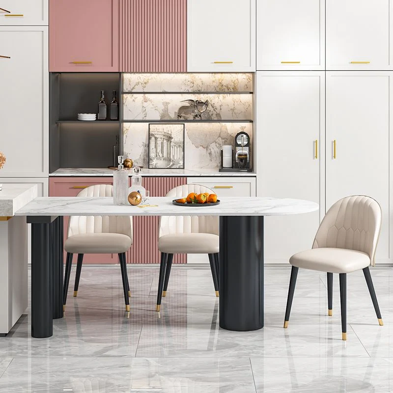 Tavolo da pranzo pietra sinterizzata Tavolo da pranzo moderno bianco per cucina Clearhalo