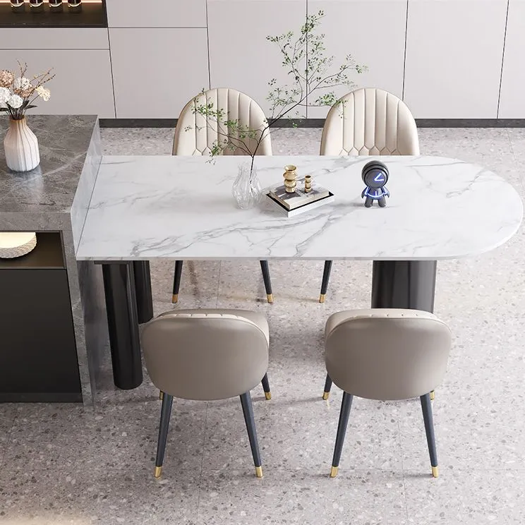 Tavolo da pranzo pietra sinterizzata Tavolo da pranzo moderno bianco per cucina Clearhalo