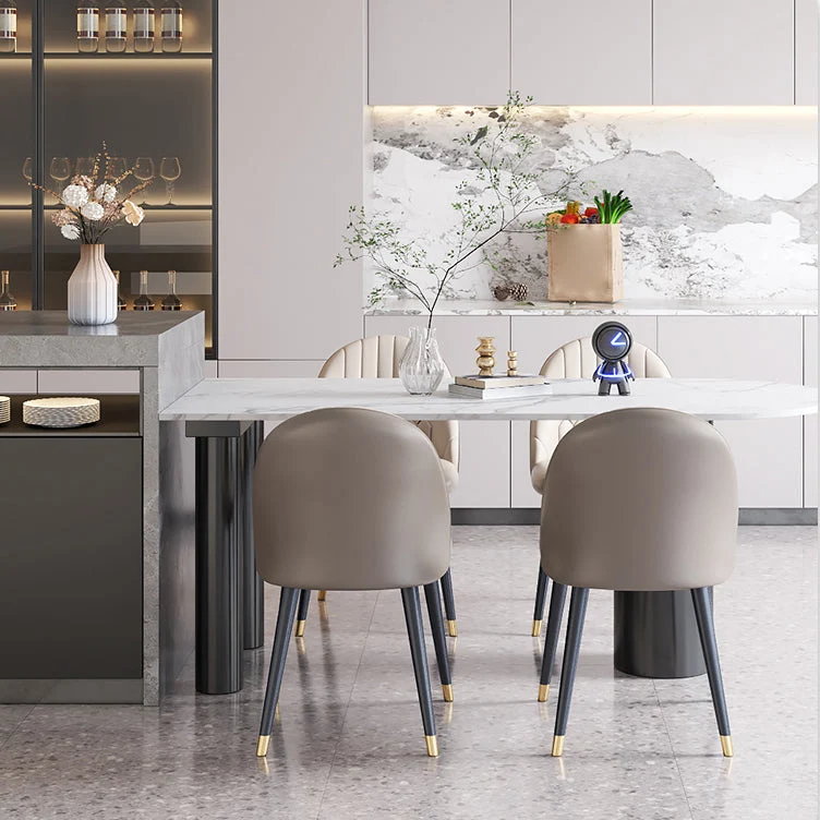 Tavolo da pranzo pietra sinterizzata Tavolo da pranzo moderno bianco per cucina Clearhalo
