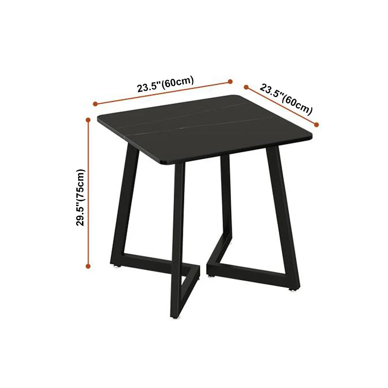 Tavolo da pranzo pietra sinterizzata Tavolo da pranzo nero stile industriale con base metallo Clearhalo