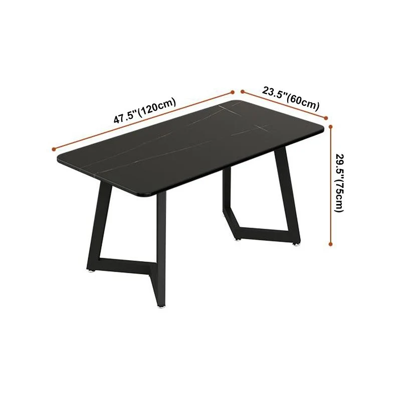 Tavolo da pranzo pietra sinterizzata Tavolo da pranzo nero stile industriale con base metallo Clearhalo