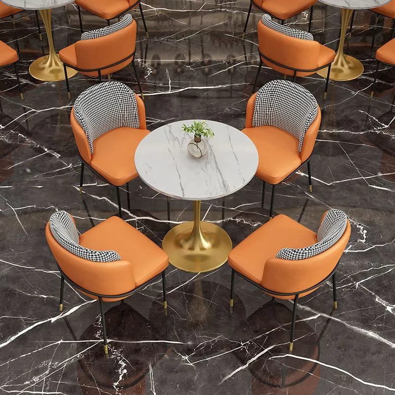 Tavolo da pranzo pietra sinterizzata Tavolo da pranzo rotondo di lusso tradizionale tulipano Clearhalo