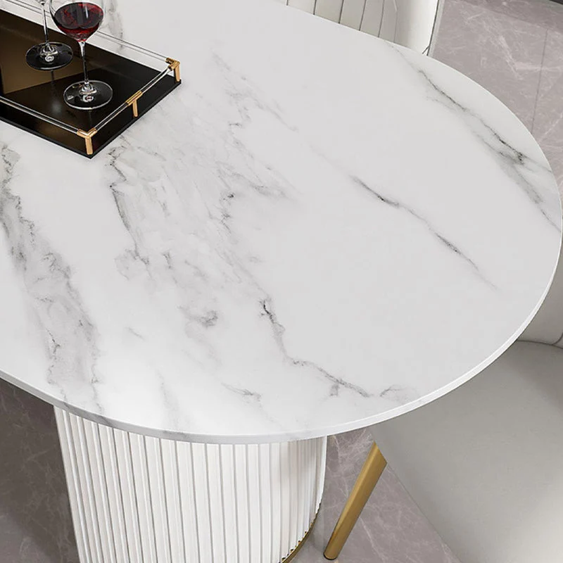 Tavolo da pranzo pietra sinterizzata Tavolo da pranzo di lusso tradizionale bianco Clearhalo