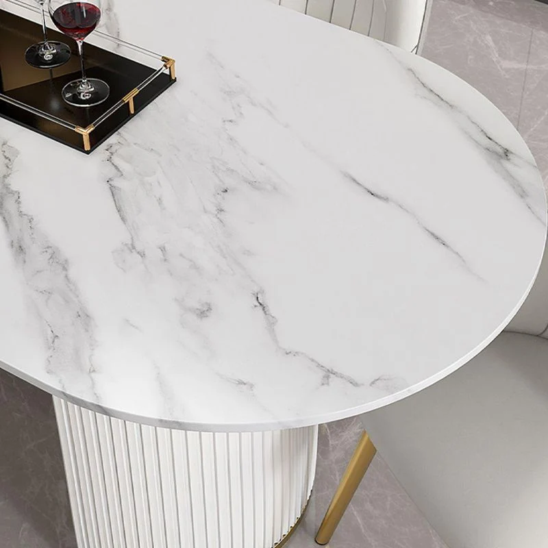 Tavolo da pranzo pietra sinterizzata Tavolo da pranzo di lusso tradizionale bianco Clearhalo