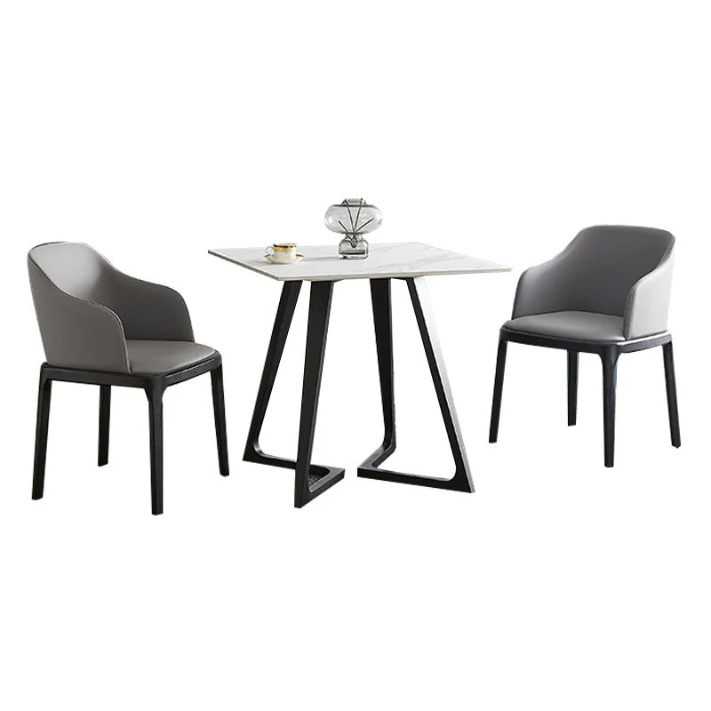 Tavolo da pranzo pietra sinterizzata Tavolo da pranzo industriale con base legno bianco Clearhalo
