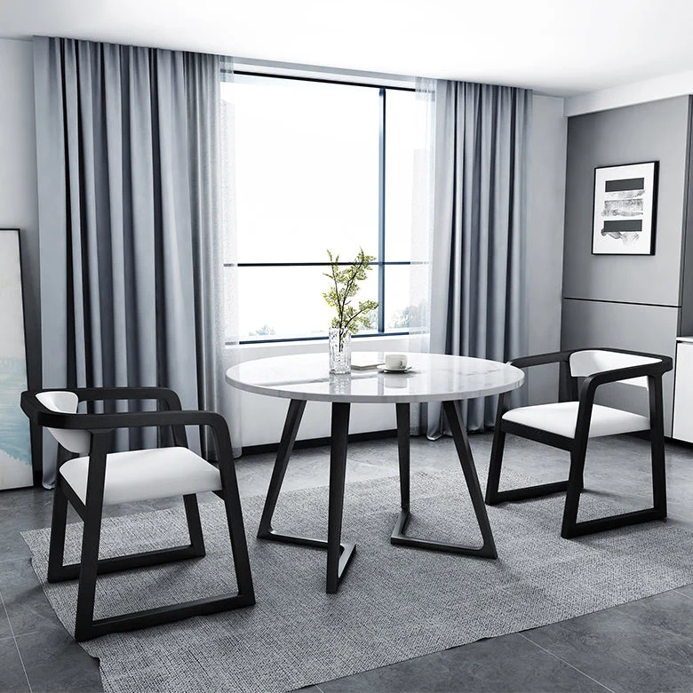 Tavolo da pranzo pietra sinterizzata Tavolo da pranzo industriale con base legno bianco Clearhalo