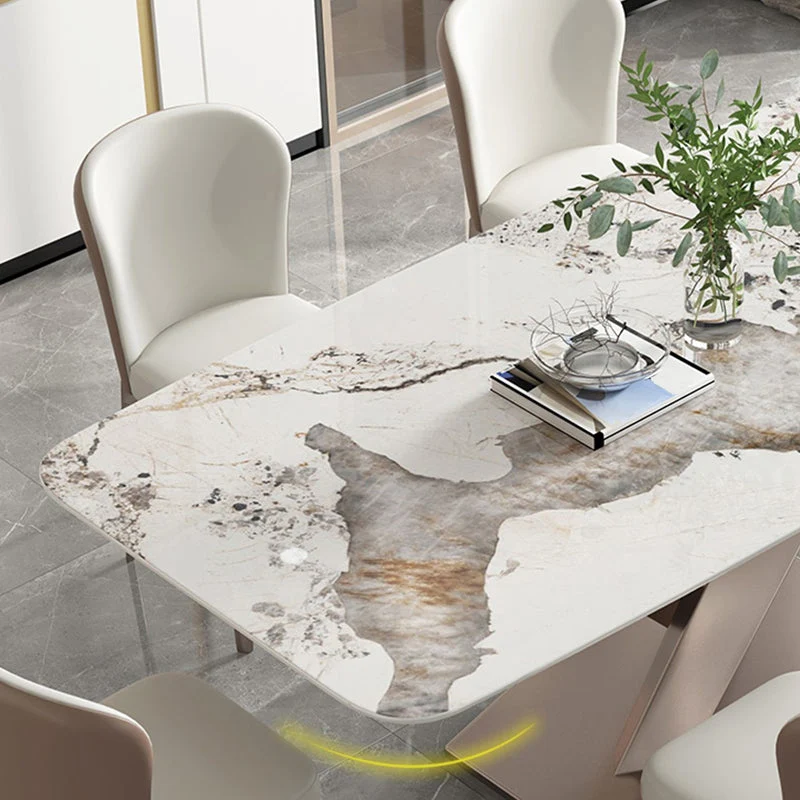 Tavolo da pranzo pietra sinterizzata Tavolo rettangolare di lusso tradizionale con base piedistallo Clearhalo