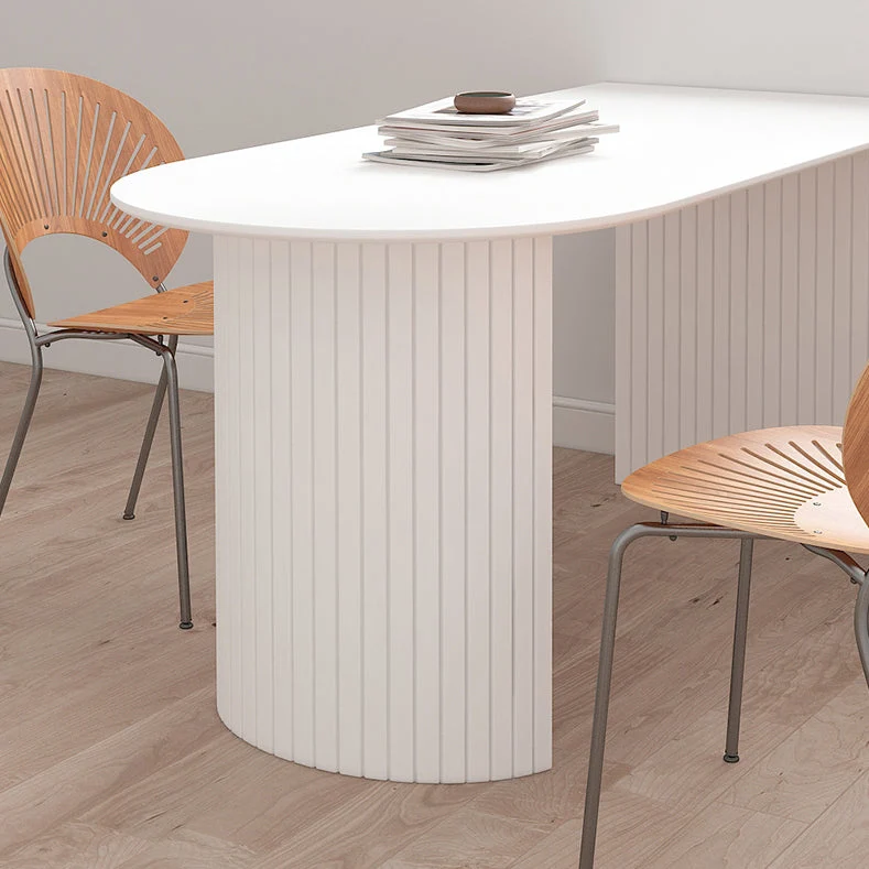 Tavolo da pranzo pietra Tavolo da pranzo moderno con base slitta bianco Clearhalo