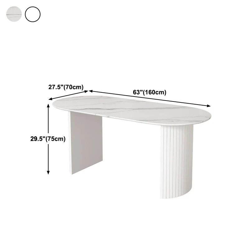 Tavolo da pranzo pietra Tavolo da pranzo moderno con base slitta bianco Clearhalo
