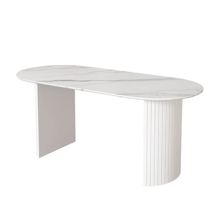 Tavolo da pranzo pietra Tavolo da pranzo moderno con base slitta bianco Clearhalo