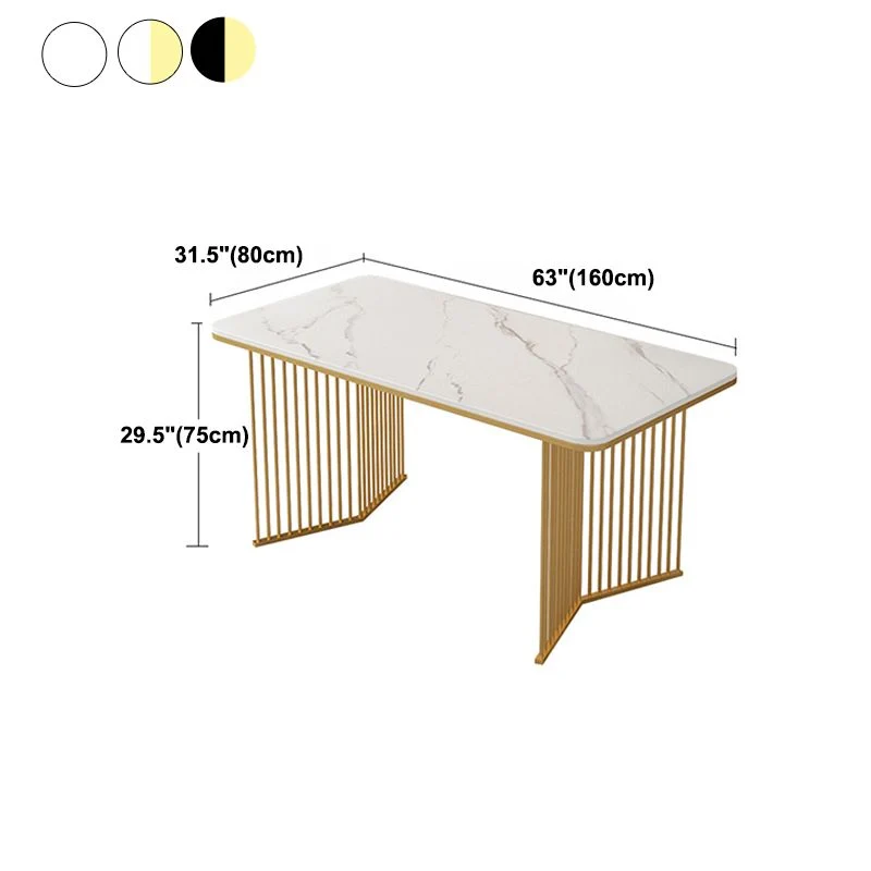 Tavolo da Pranzo Pietra Tavolo Tradizionale di Lusso con Base Slitta Oro Clearhalo