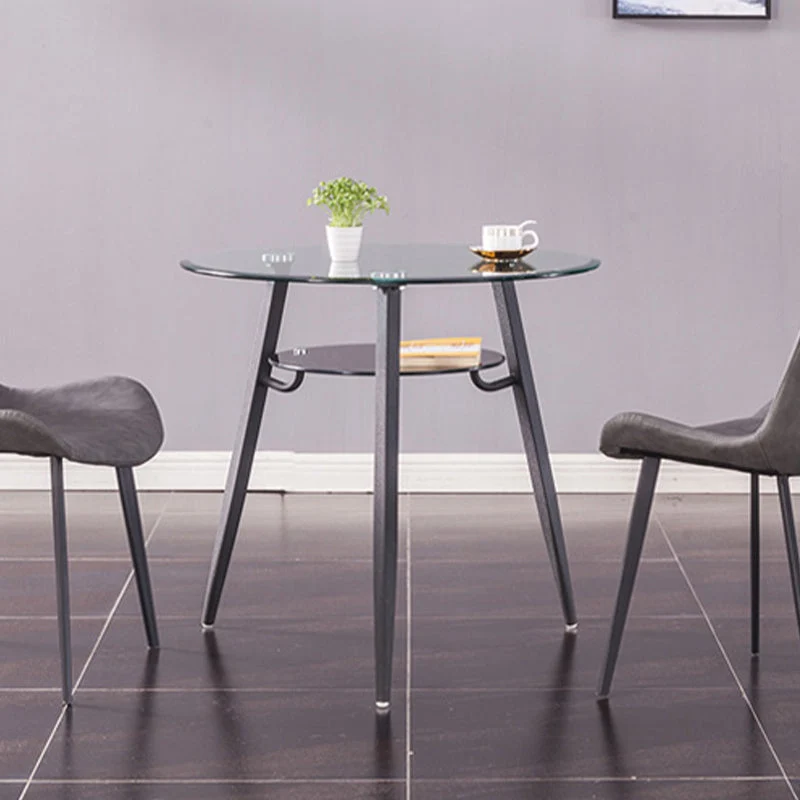 Tavolo da pranzo da pranzo vetro trasparente per mobili rotondi stile moderno con base treppiede Clearhalo