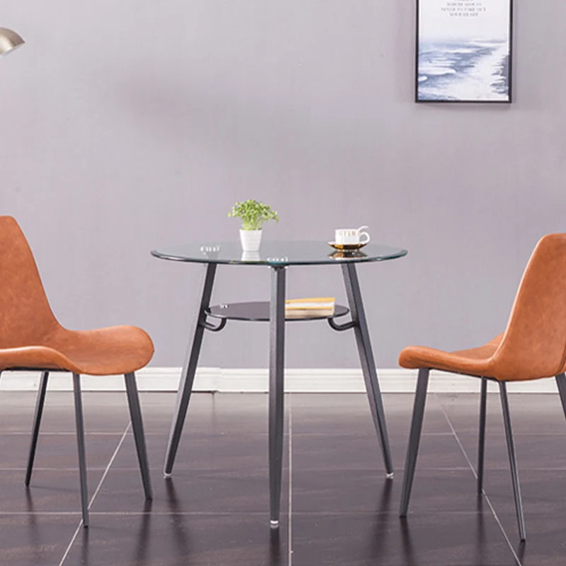 Tavolo da pranzo da pranzo vetro trasparente per mobili rotondi stile moderno con base treppiede Clearhalo
